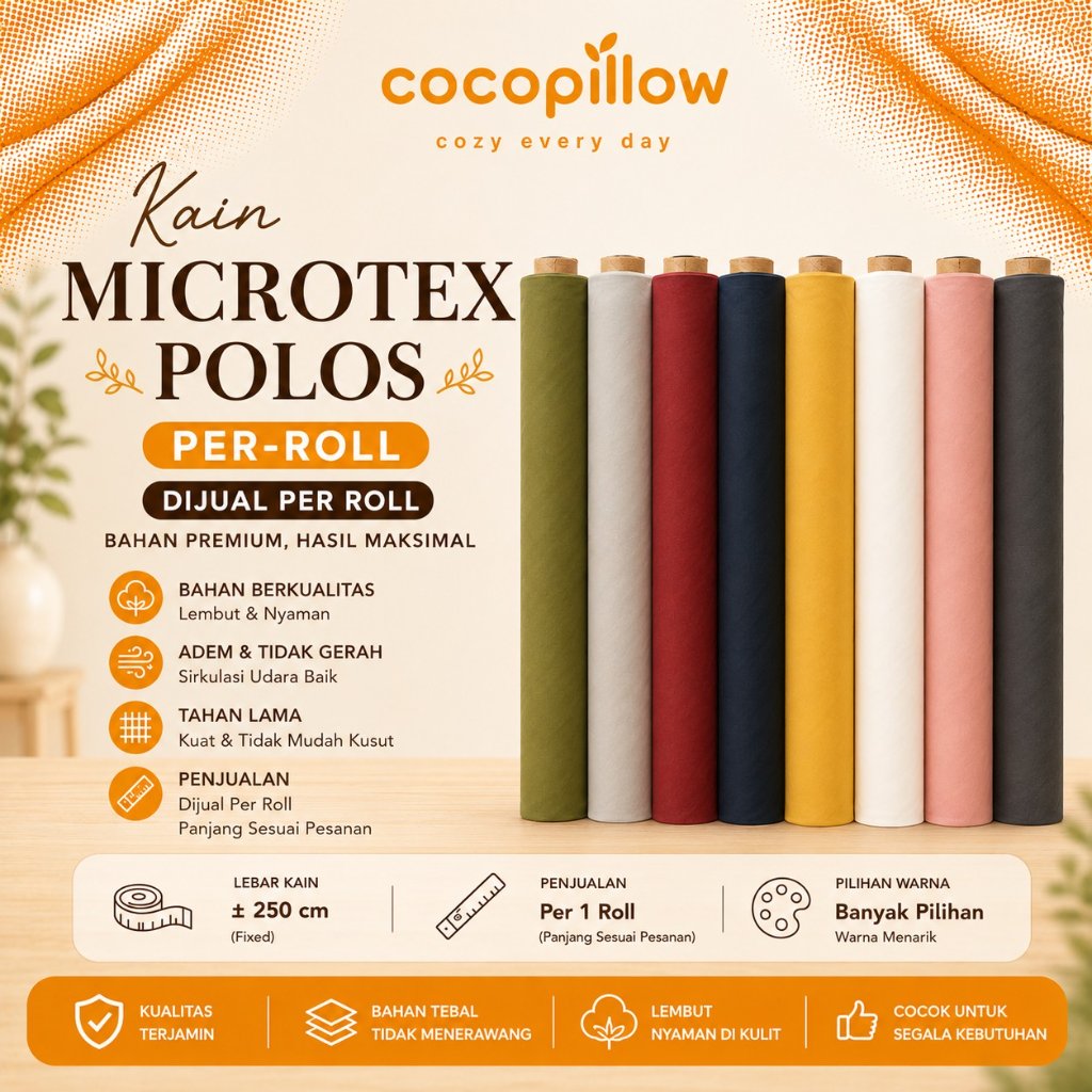 Kain Katun Disperse Microtex / Micro Disperse Polos Motif 100GSM 1 Roll [100 M / 120 M] Lebar 240