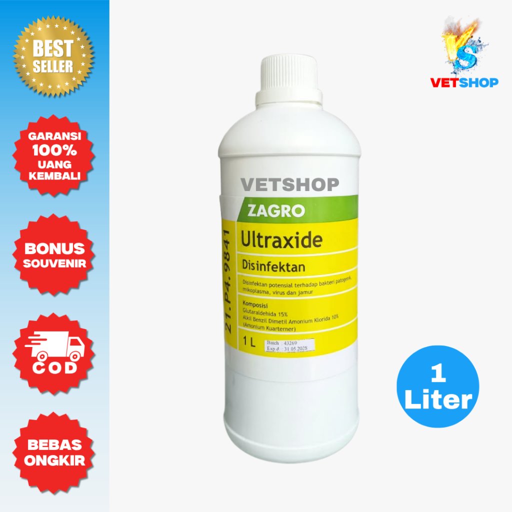 Zagro Ultraxide 1 Liter - Disinfektan Kandang Premium Ampuh Virus Bakteri Jamur - VETSHOP