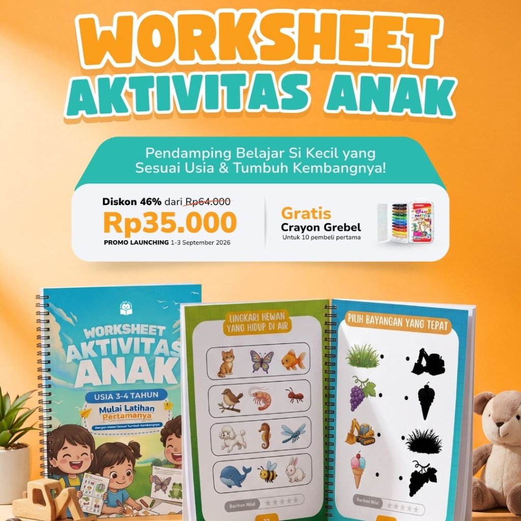 Worksheet Aktivitas Anak Usia 34 Tahun Buku Aktivitas PAUD Belajar Motorik Halus & Kognitif A4 Spira
