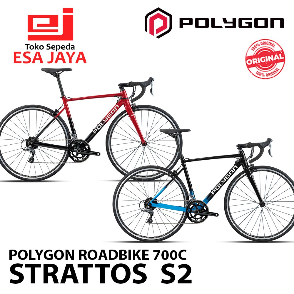 Sepeda Road Bike Polygon Strattos S2 2027 Shimano Claris 2x8 Speed Frame ALX Carbon Fork Original