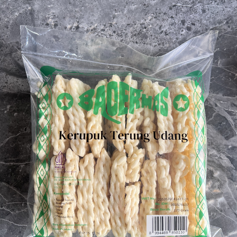 BADERMAS - Kerupuk Terung Udang - Kerupuk Goreng Matang Halal Siap Santap (Makanan / Camilan Tradisi