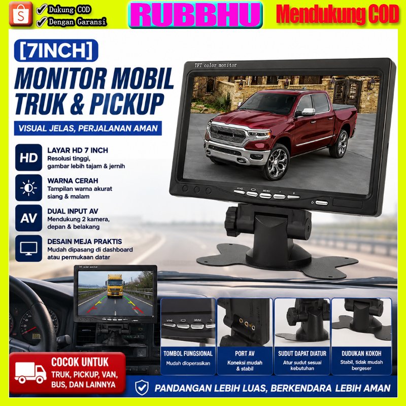 LCD TFT Monitor Kamera Parkir Mobil TFT LCD 7 Inch Monitor Mobil