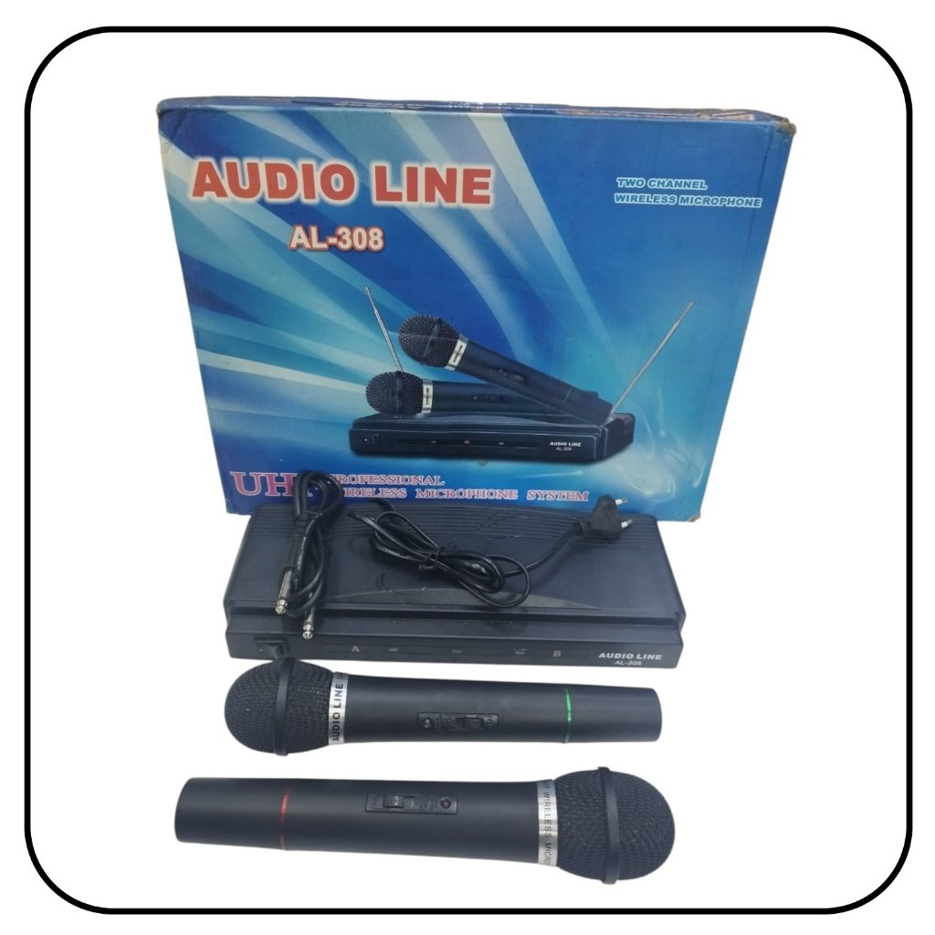 Wireless Microphone Double - Mic Wireless Barterai Kotak 9v AL 308