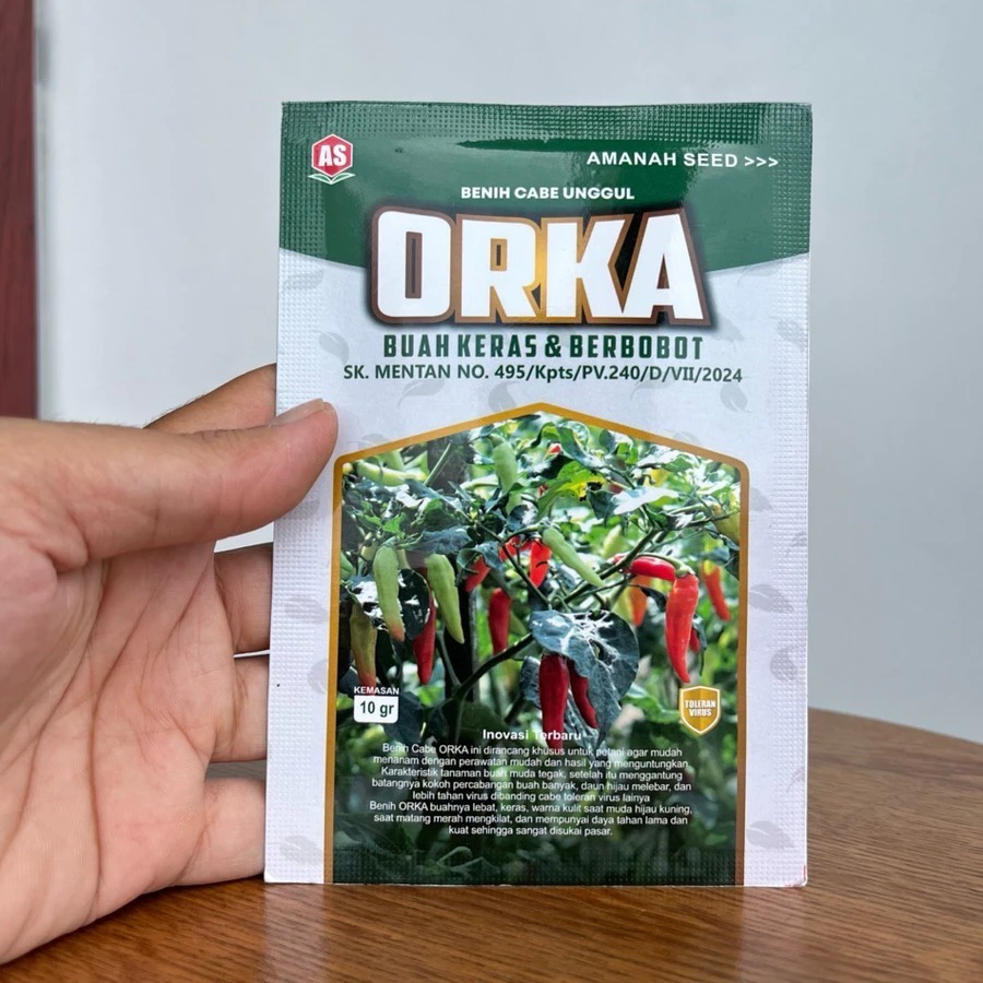 Cabe Rawit ORKA 10 gram , cabe rawit unggul toleran virus , berbuah lebat buah tipe kaliber dan roke