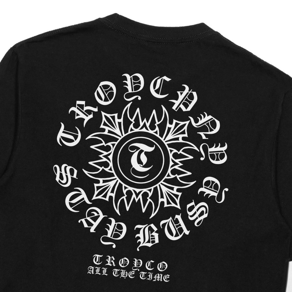 Troy Company Longsleeve Doublesleeve Black White Crosstion - Kaos Lengan Panjang Hitam Putih DSD 3693