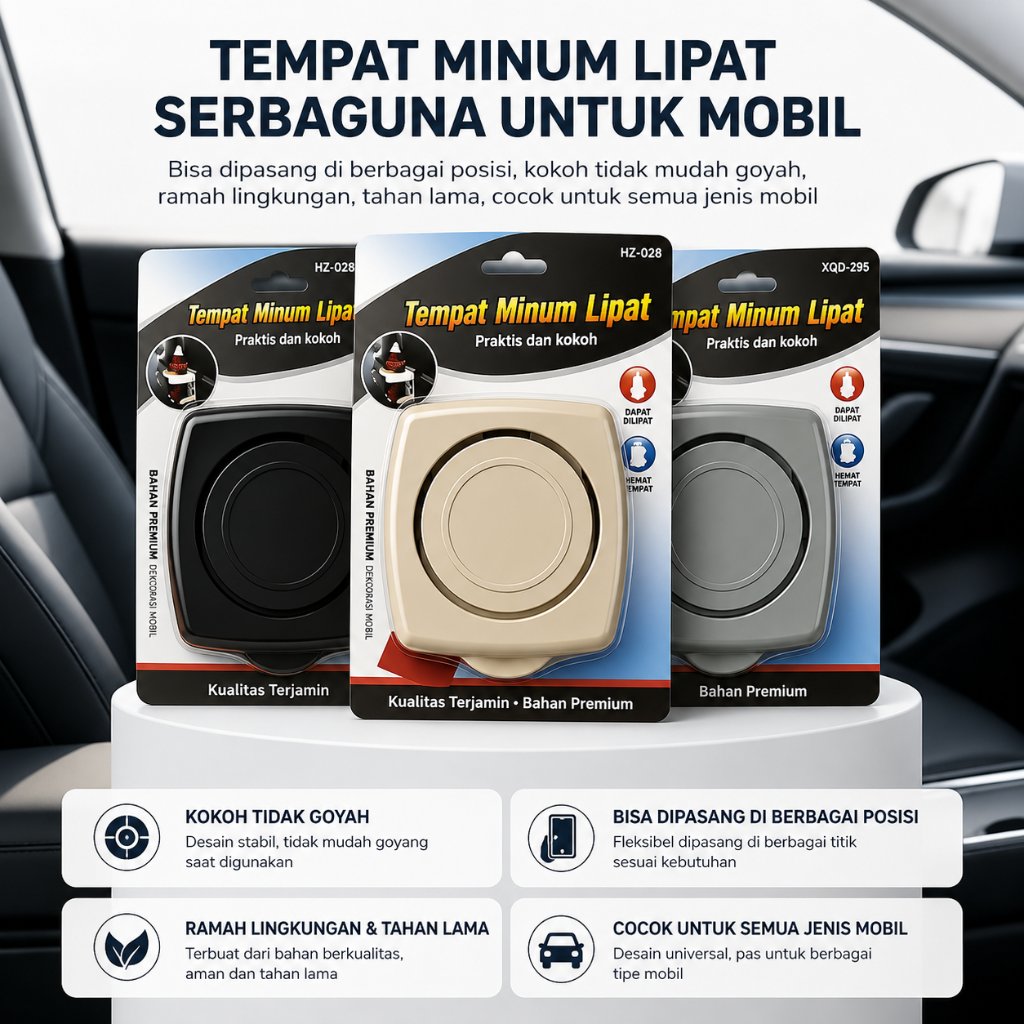 IB Tempat Botol Gelas Mobil Cup Holder Dudukan Minuman Car Drink Holder Lipat Praktis Dan Kokoh Prem
