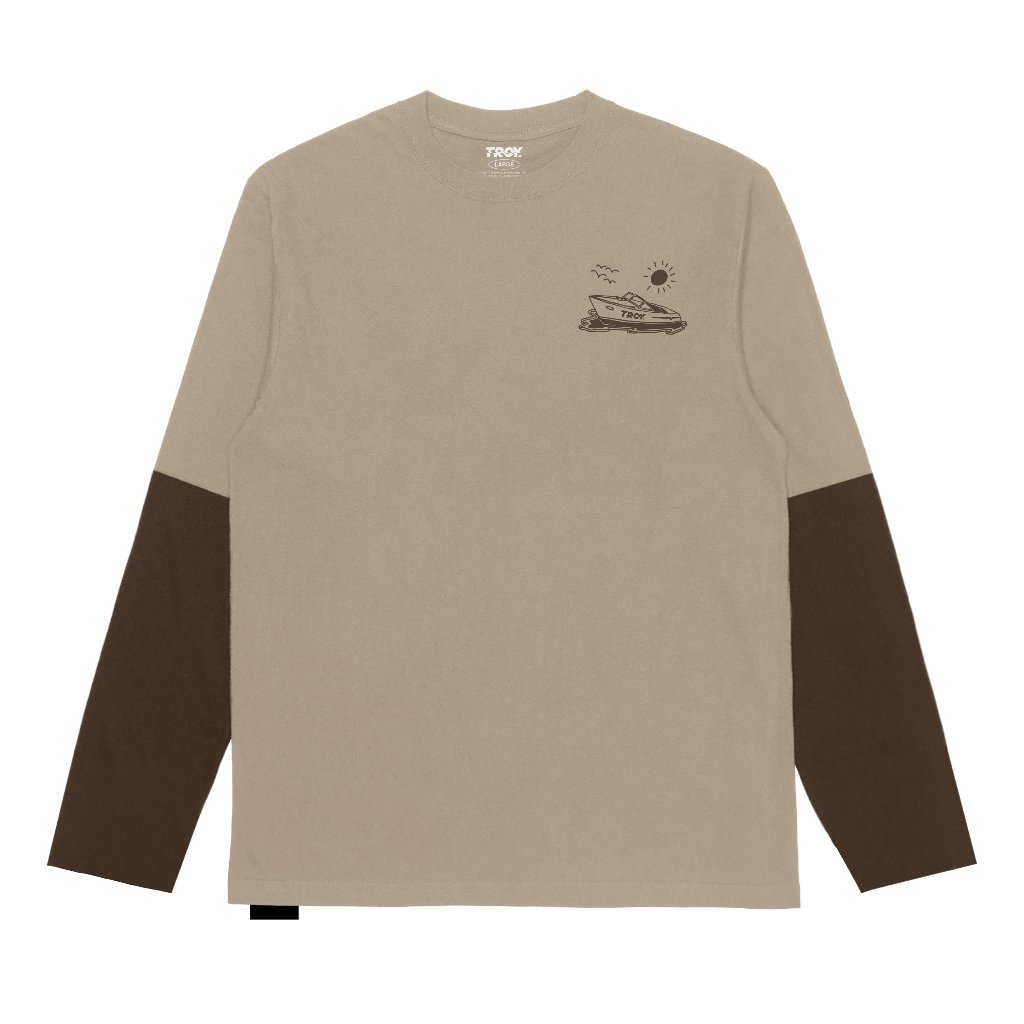 Troy Company Longsleeve Doublesleeve Beige Toffee Speed Boat - Kaos Lengan Panjang Beige Toffee DSD 3701