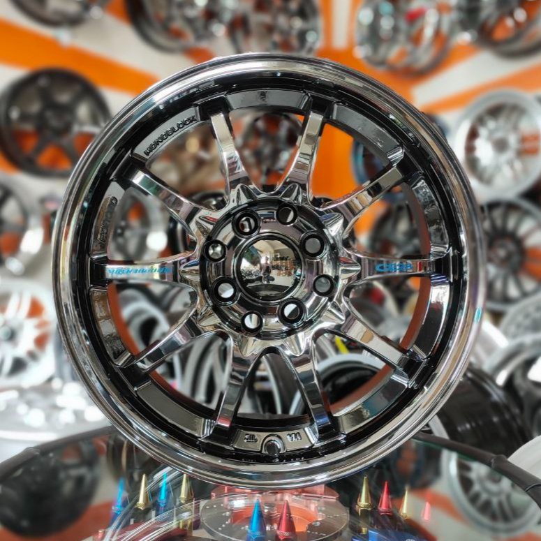 velg racing ce28 ring 15 lebar 6,5 pcd 4x100 - 4x114,3 et40 black chrome velg mobil r15 untuk brio a