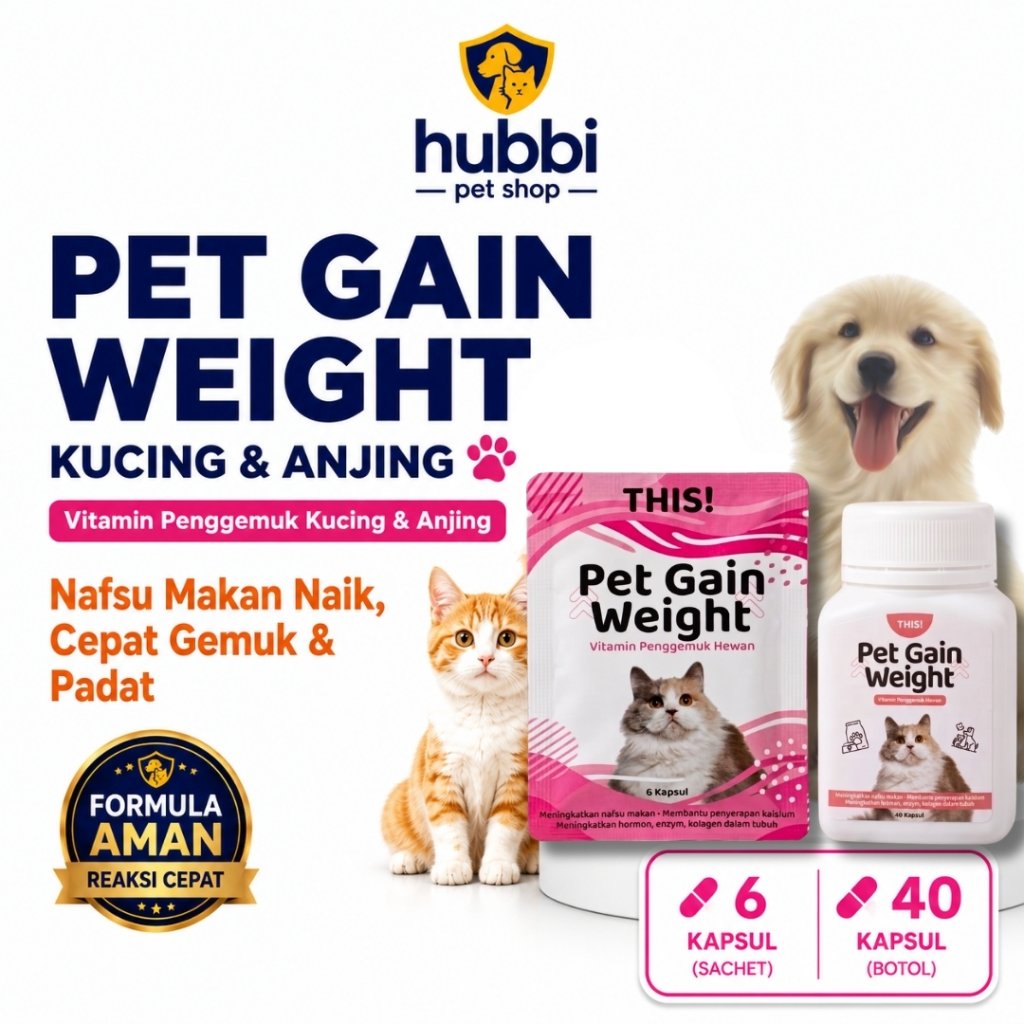 THIS Pet Gain Weight Vitamin Penggemuk Kucing dan Anjing Obat Nafsu Makan Hewan Penambah Berat Badan