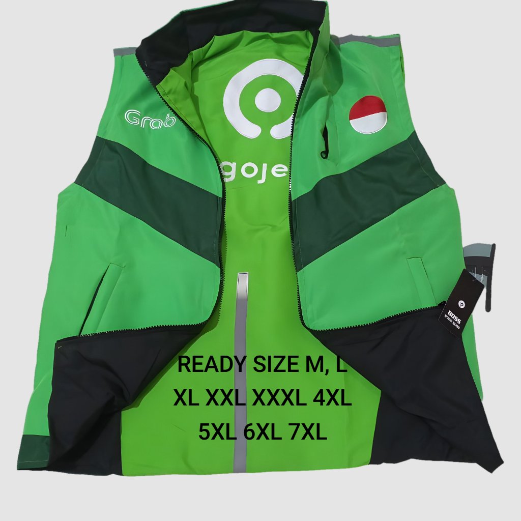 ROMPI GOJEK BOLAK BALIK GRAB TANPA LENGAN BORDIR ANTI AIR LOLOS VERMUK READY M-7XL MURAH