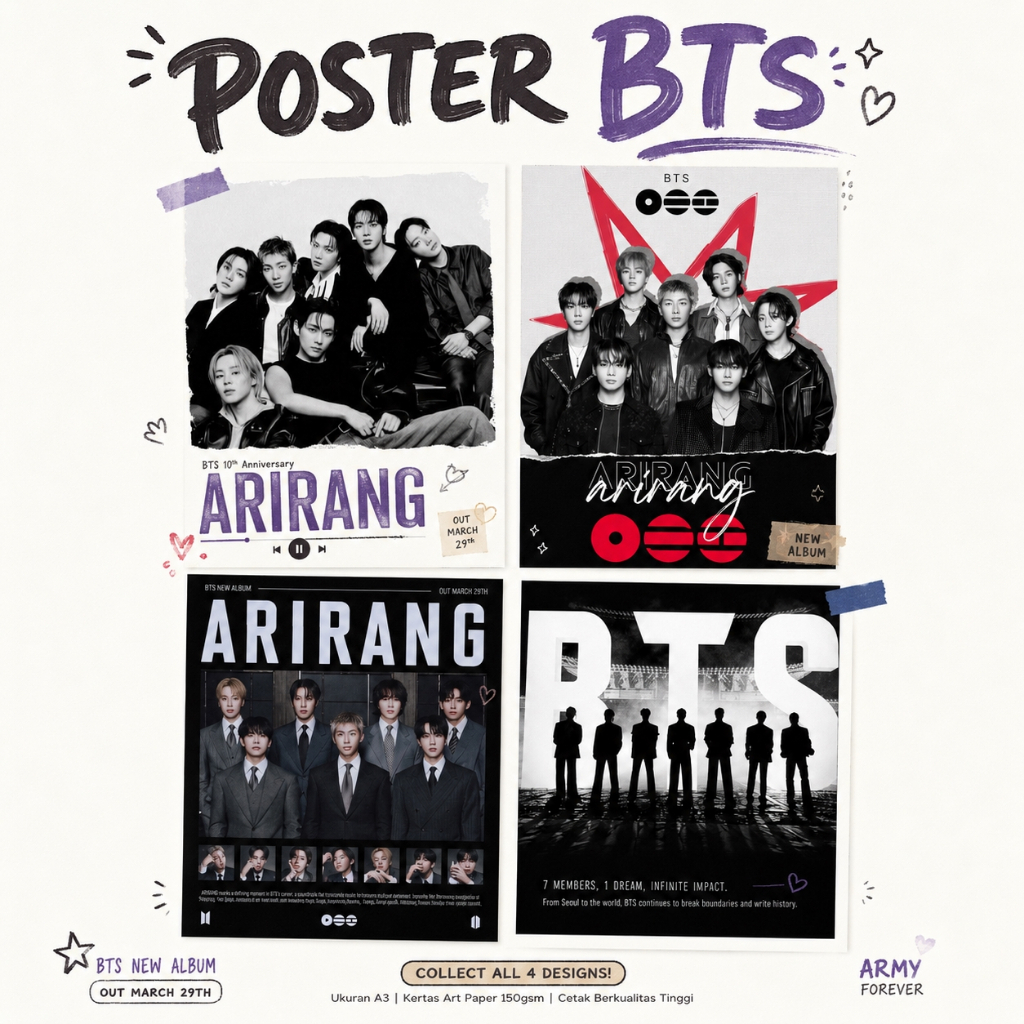 POSTER DINDING KPOP BTS | POSTER BTS KPOP | POSTER  FULL COLOR