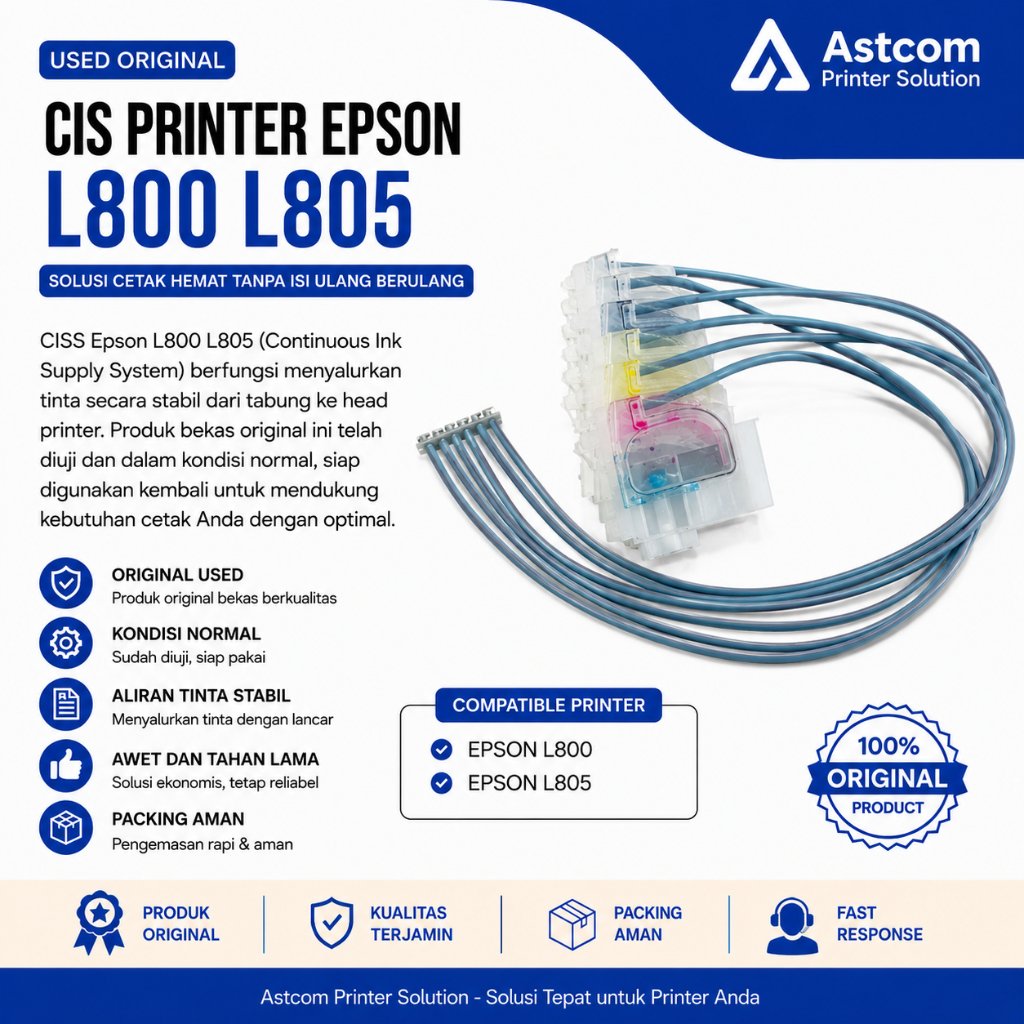 CIS Printer Epson L800 L805 Used Original | Selang Tinta + CISS Original