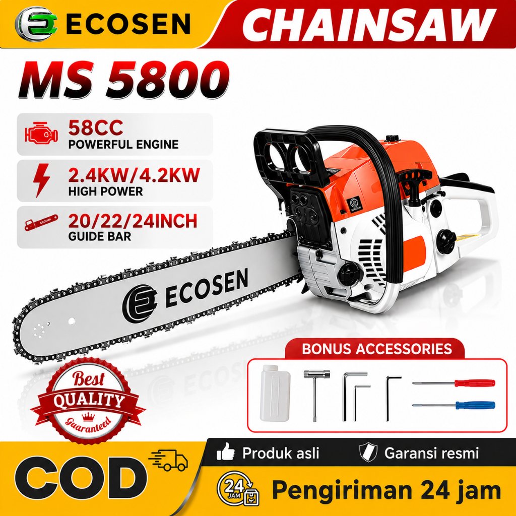 20/22/24Inch Mesin Gergaji Chainsaw Untuk Potong Kayu Alat Pemotong Lanjut Bensin Portabel/Senso