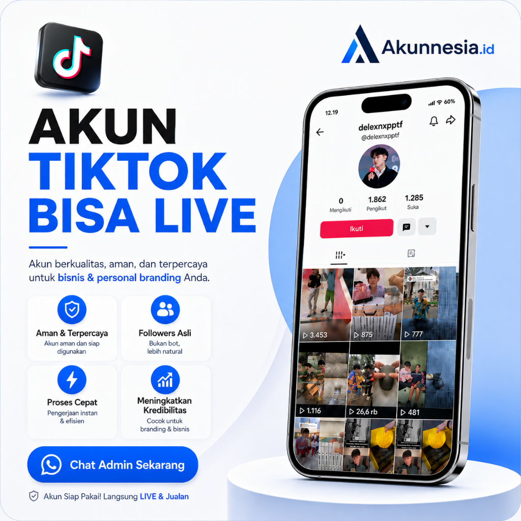 Akun TikTok Bisa Live | Akun TikTok Followers Indonesia | Siap Untuk Bisnis & Kreator | Akun Tiktok 