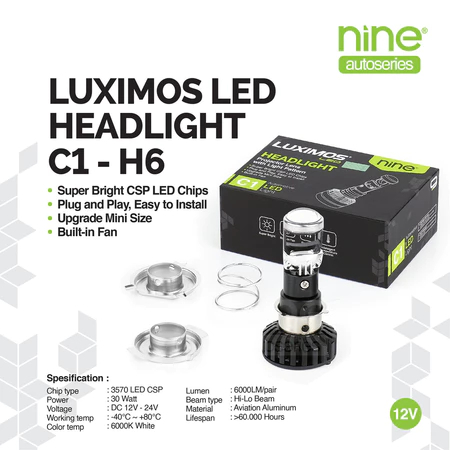 LUXIMOS Lampu Utama 30W H6 Motor Bebek Mini Projector Biled Super Terang C1
