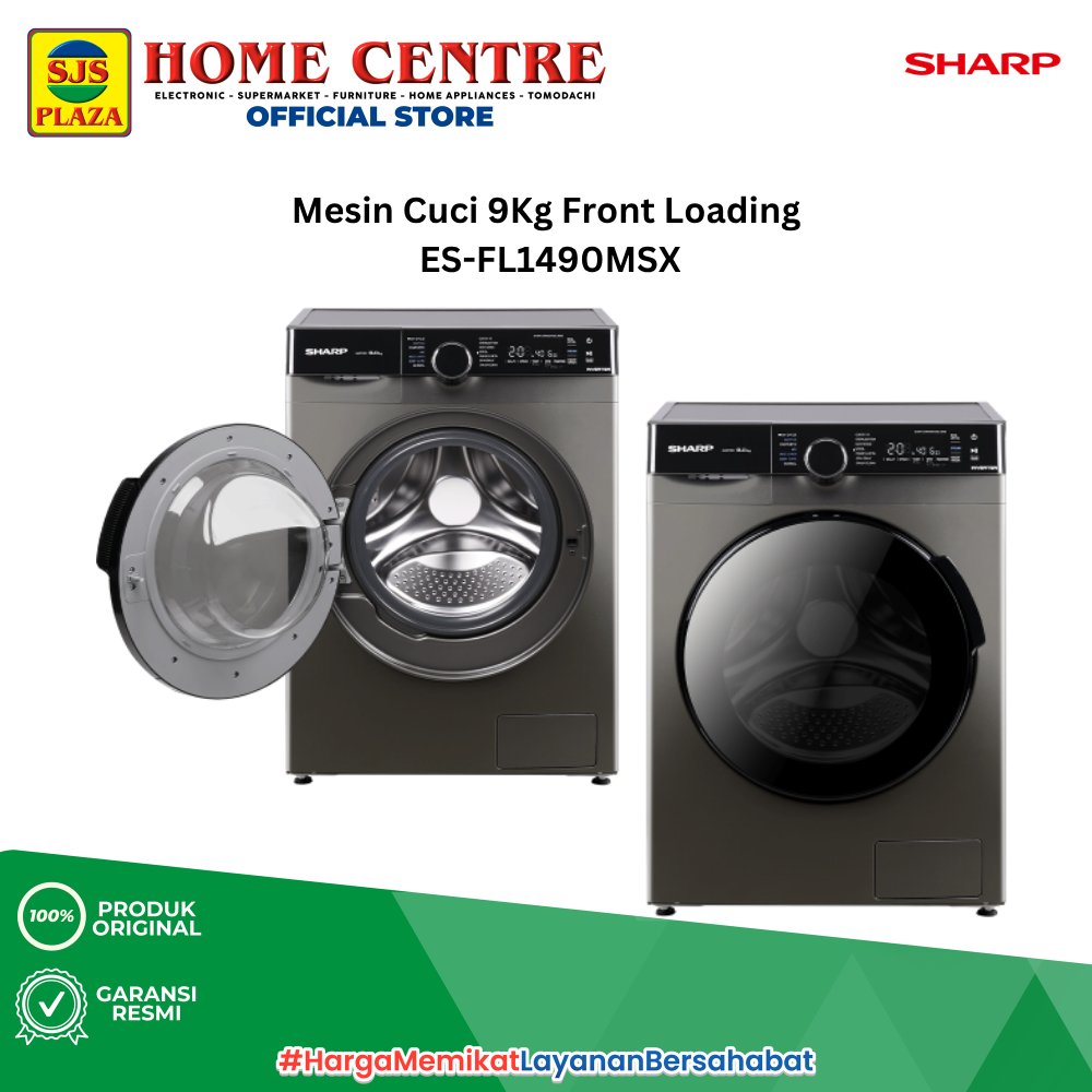 SHARP Mesin Cuci Front Loading 9 Kg ES-FL1490MSX