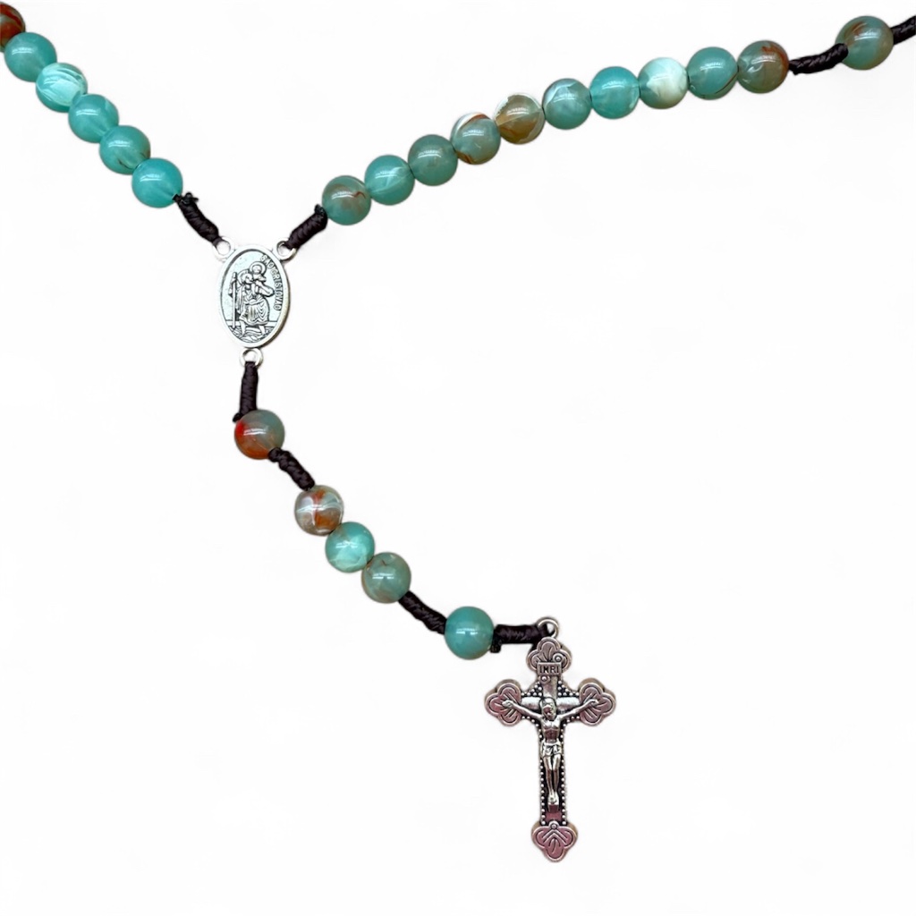 Rosario Batu Agate Tosca St Christopher Pelindung Perjalanan St Kristoforus