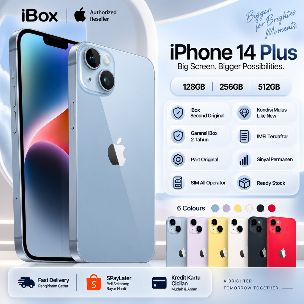 iPhone 14 Plus Second iBox Original Like New IMEI Aman Fullset Garansi 1 Tahun 128GB 256GB 512GB