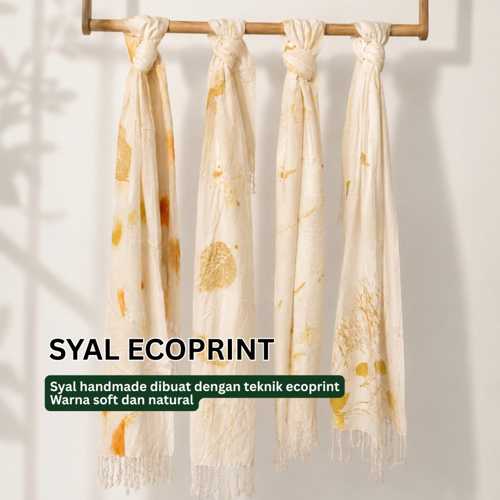 Syal Ecoprint/Syal Ecoprint Kain/Syal Ecoprint Kain 2 meter/Syal Ecoprint Palu/Syal Ecoprint Palu Ka
