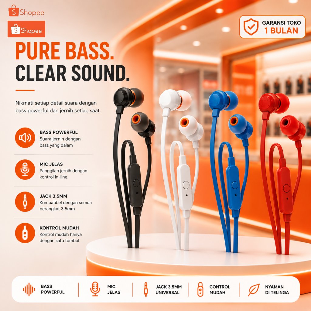 Headset Kabel Bass Deep T110 - Kualitas Suara Studio