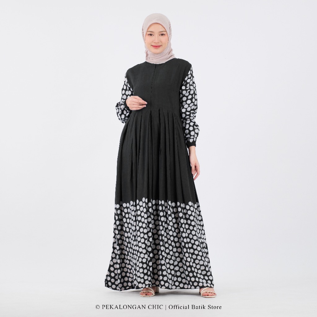 GAMIS HALF POLKA RAYON PREMIUM PEKALONGAN LD 120 JUMBO WANITA BUSUI GAMIS KATUN RAYON TWILL ORI TEBA