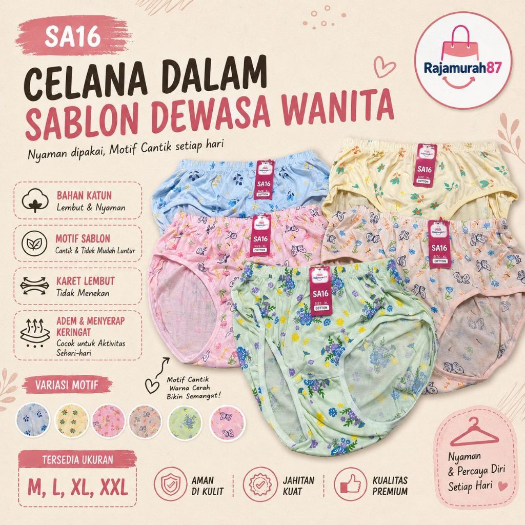 ( 6 PCS ) Celana dalam GOLDEN NICK SA 16 / CD GOLDEN NICK karet besar / celana dalam GOLDEN NICK mot