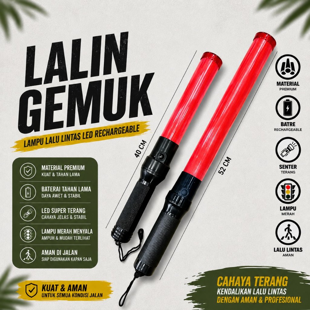 [Lalin Gemuk Panjang/Pendek] Lampu Lalu lintas Polisi/senter Lalin Parkir Security/Lalin Parkir/Lamp