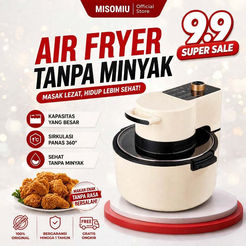 Air Fryer Finito 4L Low Watt Penggorengan Sehat Tanpa Minyak Anti Lengket