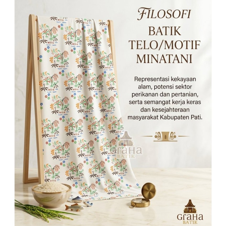KAIN BATIK BAKARAN PATI MOTIF MINA TANI MINATANI TELA TELO KETELA PUTIH WARNA