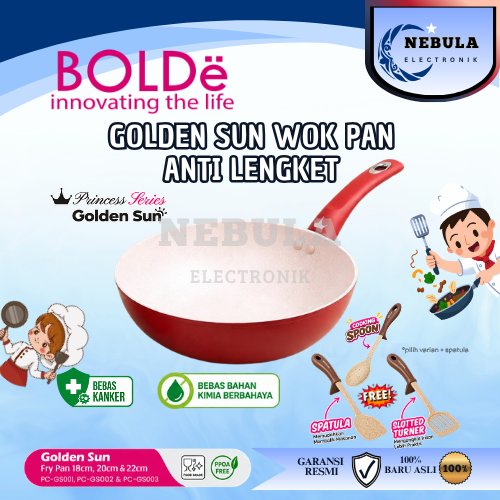 BOLDE/PRINCESS SERIES/GOLDEN SUN /GOLDEN SUN FRY PAN/GOLDEN SUN WOK PAN/FRY PAN/WOK PAN/WAJAN ANTI L