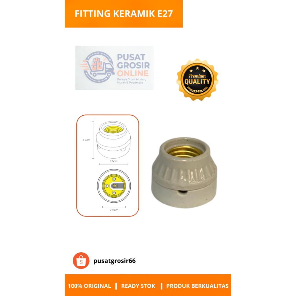 fitting keramik plafon E27 501 pendek tipe 501