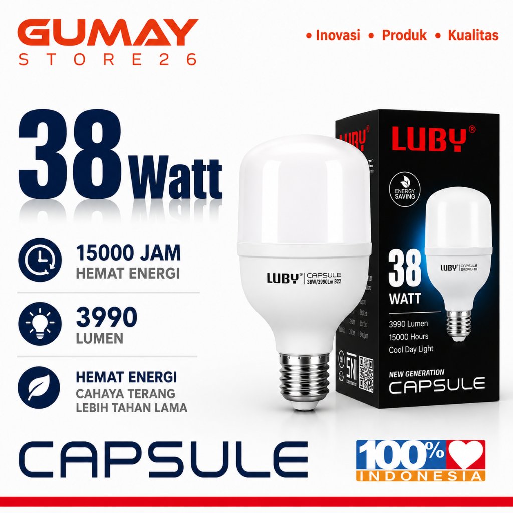 Lampu LED LUBY Capsule 18W 28W 38W Merk Luby Cahaya Putih