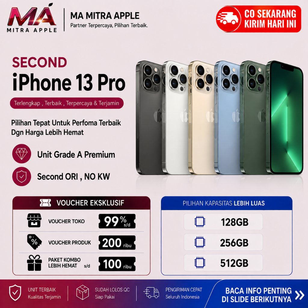 iPhone Second 13 PRO 128GB 256GB Ori NO Rekon NO Refurb Fisik Mulus Like New dan Bergaransi