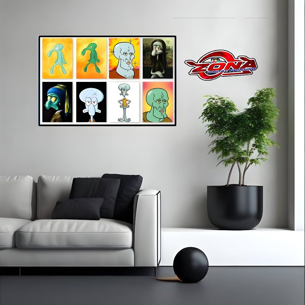 stiker poster dinding mahakarya squidward spongebob