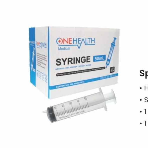 SYRINGE 50ML (LUER SLIP – SIDE POSITION – WITH NEEDLE)