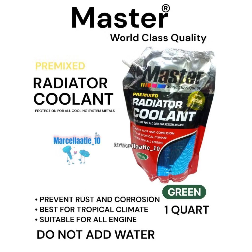 1 pcs MASTER Air Radiator Coolant Pendingin Motor Mobil Premixed Refill 1 Quard Hijau Green / Air Co