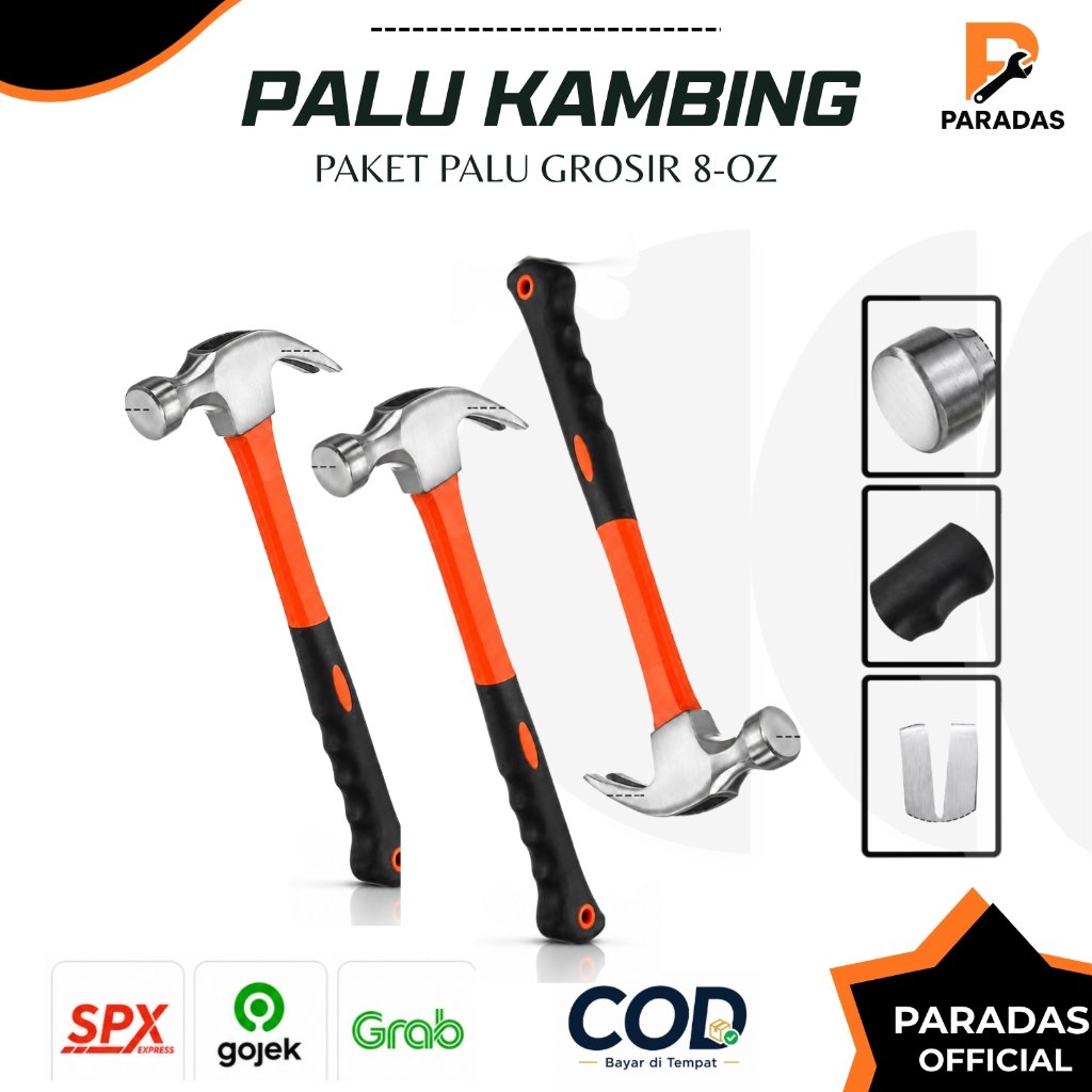 PALU KAMBING 1 LUSIN 12 PCS  Gagang Fiber Gerigi Magnet VPR 8 Oz