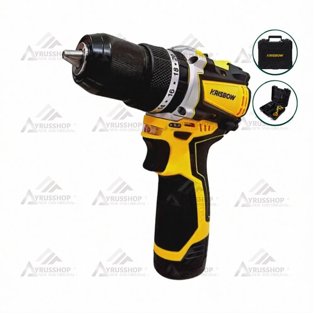 Krisbow Bor Tembok Impact Drill Cordless Tanpa Kabel 13mm 12V Bor Listrik Charger/Bor Baterai