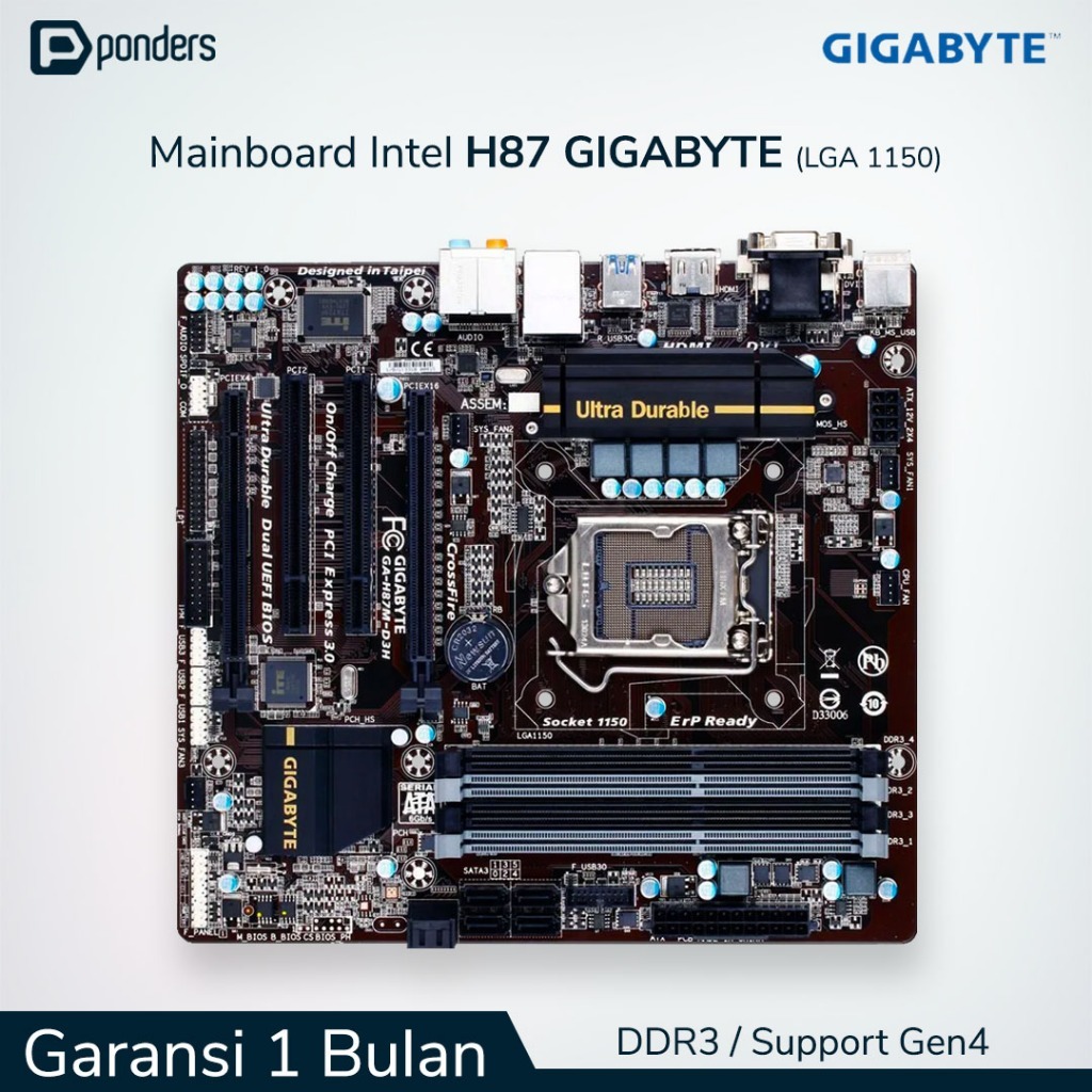 Mainboard Intel Gigabyte H87 LGA 1150 DDR3 Support Gen4