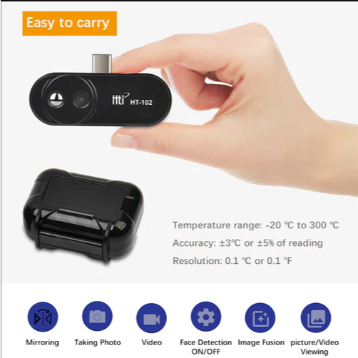 HTI HT-102 Kamera Thermal USB-C Untuk HP Android | Thermal Imaging 300°C Infrared Detector HT-102| C