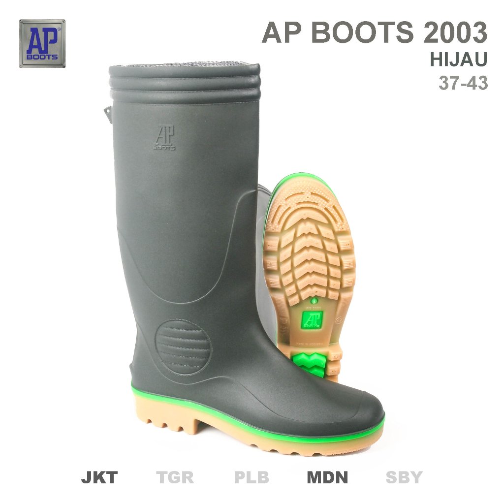 AP Boots 2003 Hijau TRICOLOUR - Sepatu Boot PVC