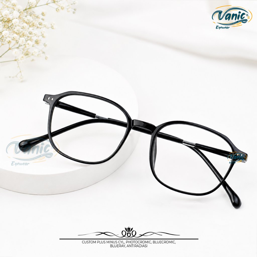 Frame Kacamata Lentur Kotak Pria Wanita Bisa Custom Minus - Kacamata Vanic VNC2127