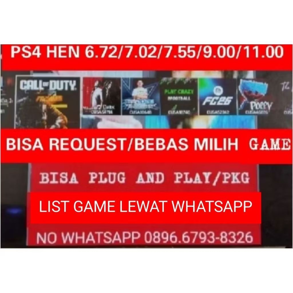 JASA ISI GAME PS4 HEN PAKETAN 3TB/4TB/5TB/6TB/8TB/10TB FU££ GAME.SESUAI DESKRIPSI PRODUK