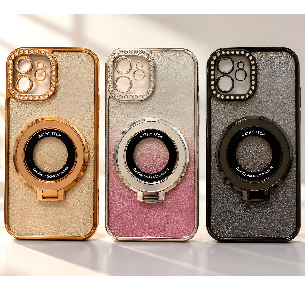 Case For Iphone 13 13 pro 13 pro max Casing Back Cover dengan Stand Holder Plating Gradien Mewah Ber
