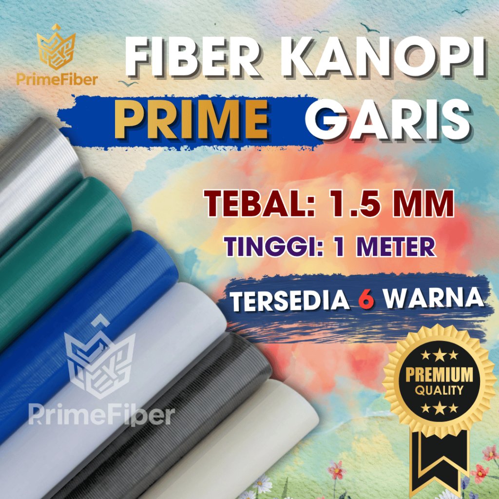 Fiber Pagar Kanopi Atap Motif Garis PRIME - Ketebalan 1.5mm | 6 Warna Lengkap | Fiber Plastik Penutu