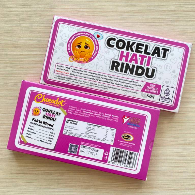 Cokelat Hati Rindu Asli Cokelat Isi Dodol 50gr Original Chocodot Khas Garut