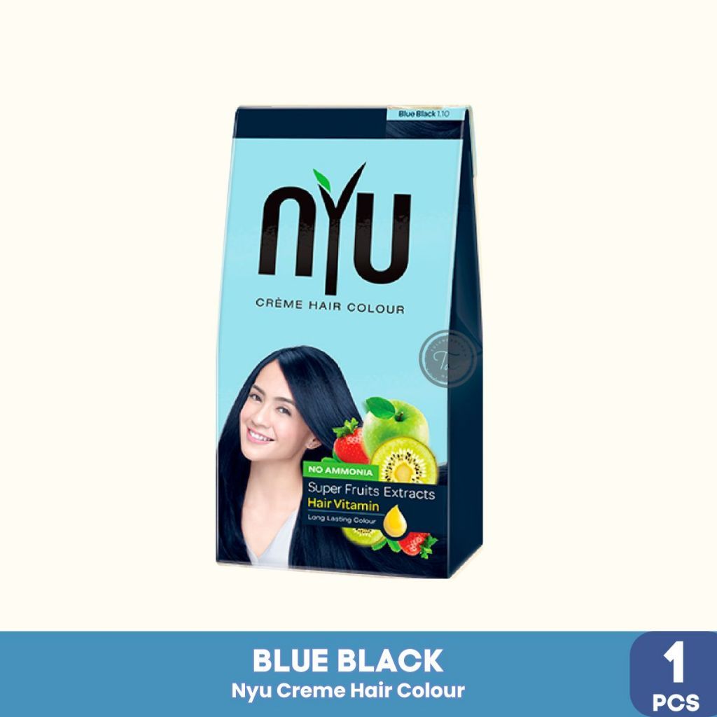 NYU CREME HAIR COLOUR BOX BLUE BLACK (Semir rambut)