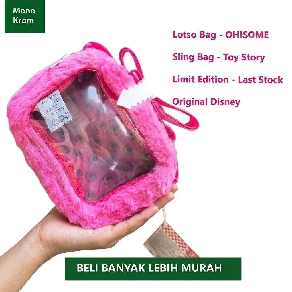 OHSOME - Tas Toy Story Lotso | Ita Bag Lotso Sling Bag Toy Story | Tas Slempang Pink Disney Limit Ed