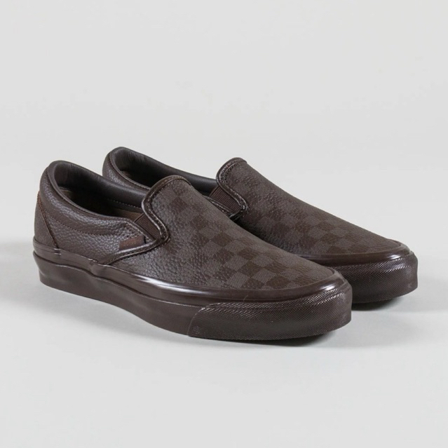 Vans Slip On 98 Premium Classic Demitasse Leather Brown Original Resmi