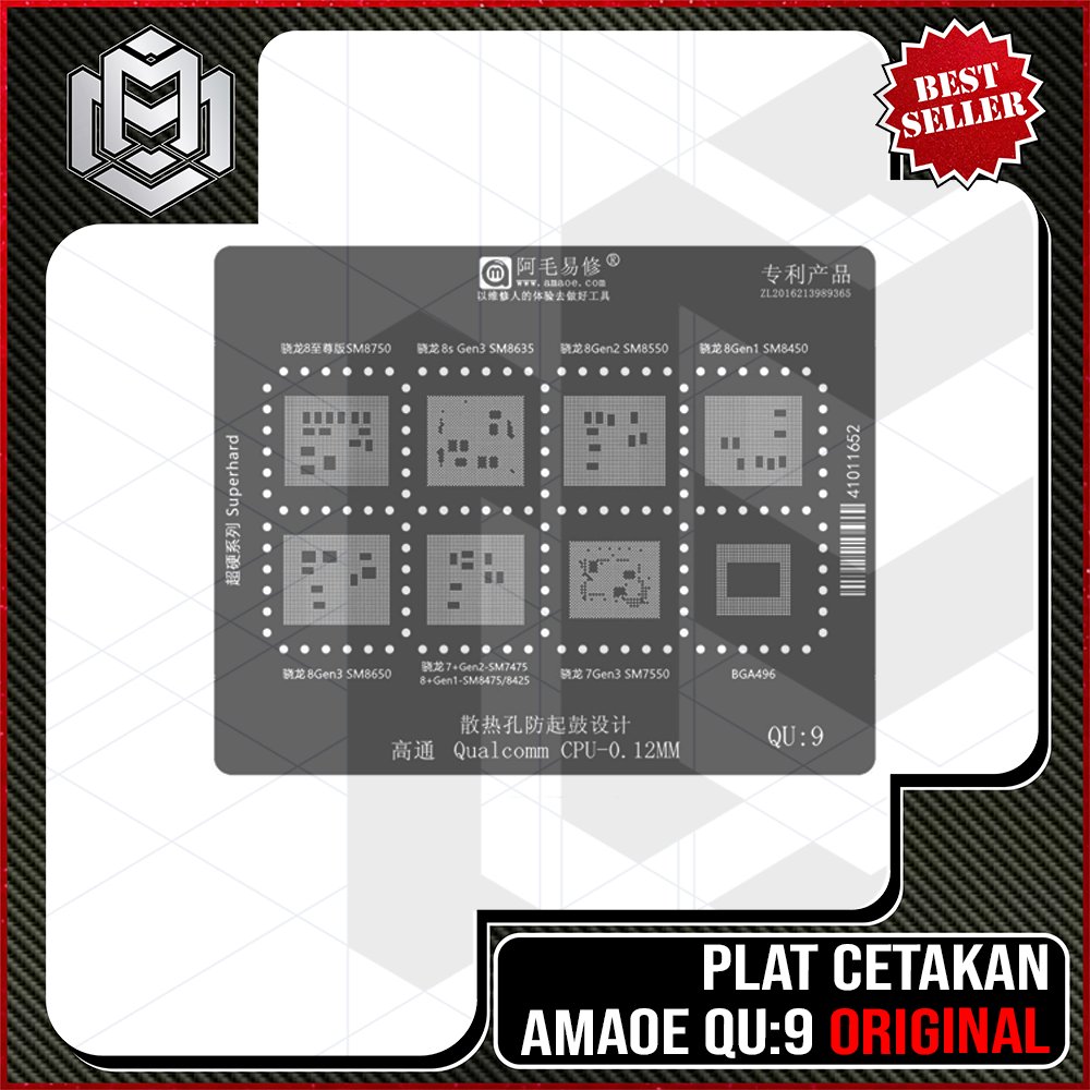 MM - Plat Cetakan Amaoe QU:9 / Cetakan IC Amaoe QU 9 / Cetakan BGA Amaoe QU9 / Amaoe BGA Rebaling QU